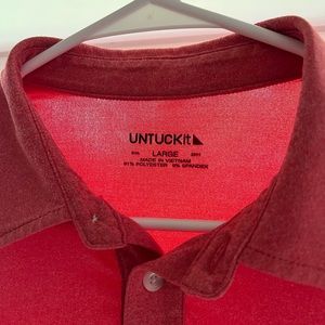Untuckit polo - salmon / red color. Size L - Large. 91% Polyester 9% Spandex.